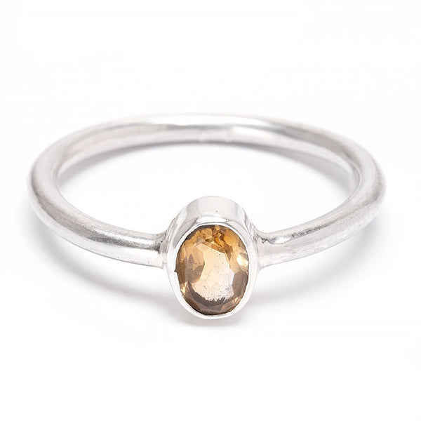 Citrine, small faceted stone in silver
