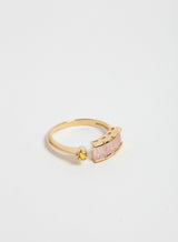 Ring Cornelia Webb gold plated, open ring rose quartz