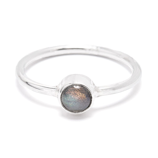 Labradorite, small round silver ring