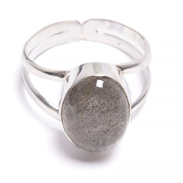 Labradorit, ställbar ring i silver
