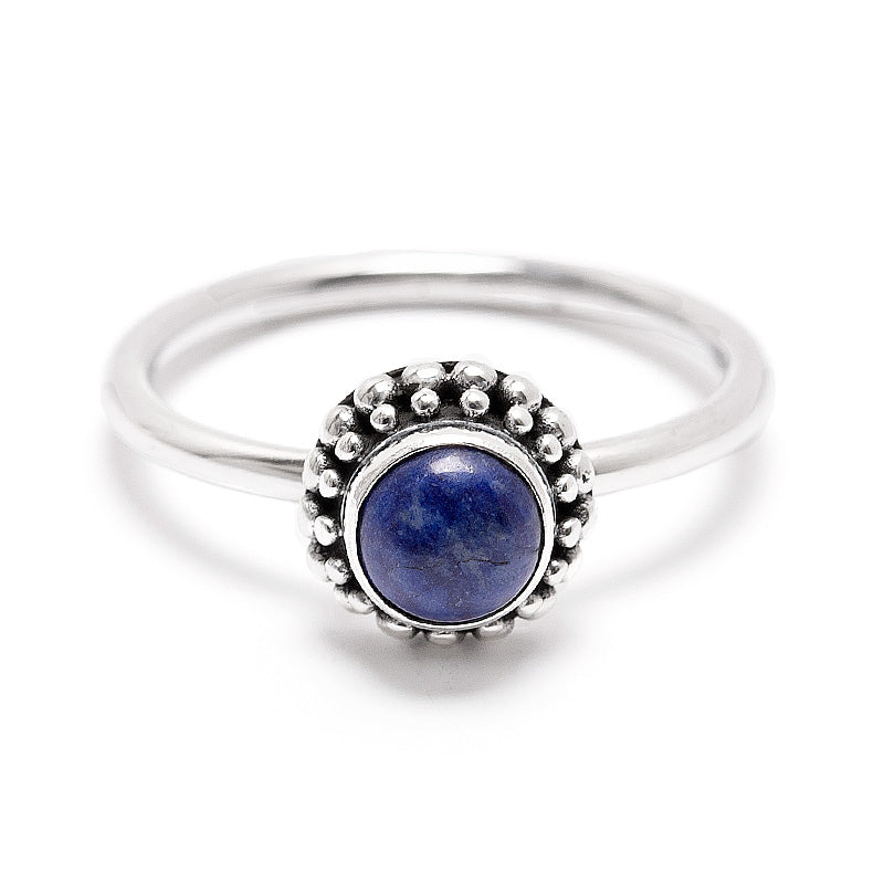 Lapis Lazuli, liten rund silverring