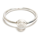Rainbow pattern stone in simple silver ring