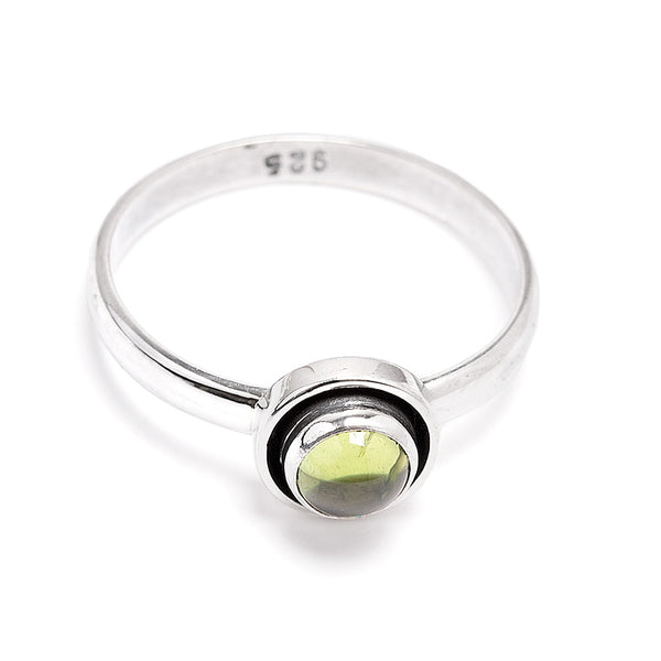 Peridot, silver ring with double setting