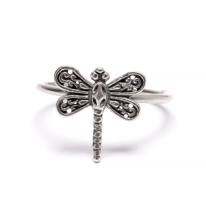 Ring, dragonfly in silver