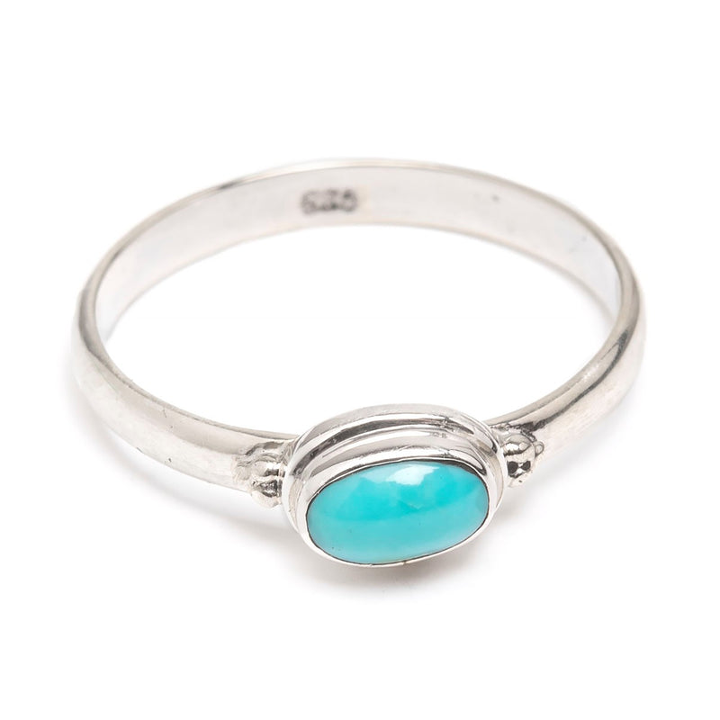 Turquoise, silver ring small oval stone