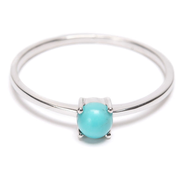 Turquoise, round silver ring