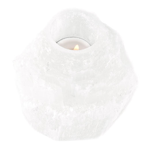 Candle lantern white selenite "high-rise"