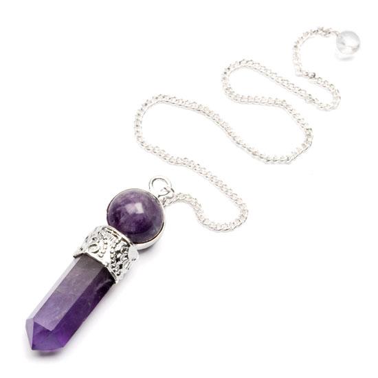 Amethyst pendant with rock crystal ball