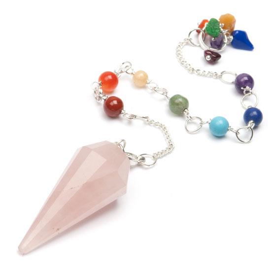 Rose quartz, pendulum &amp; chakra stone