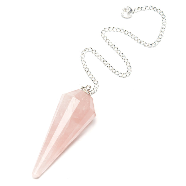 Rose quartz pendant 12 facets with pearl