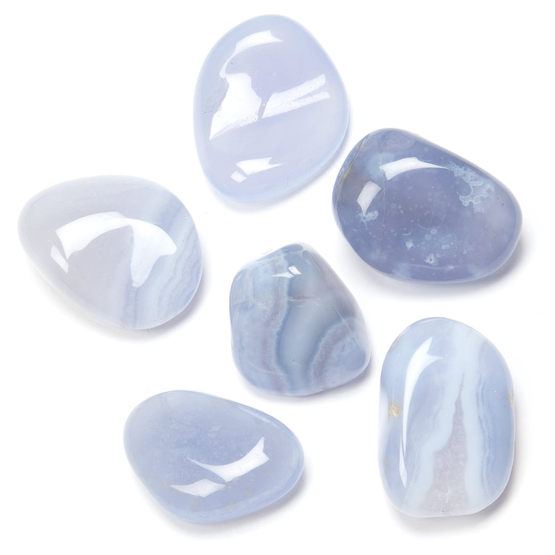 Tumbled blue chalcedony in AA quality