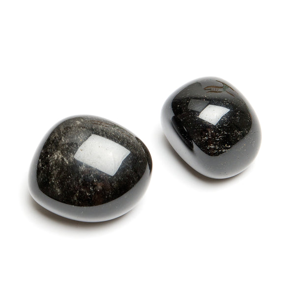 Obsidian silver, tumbled stone