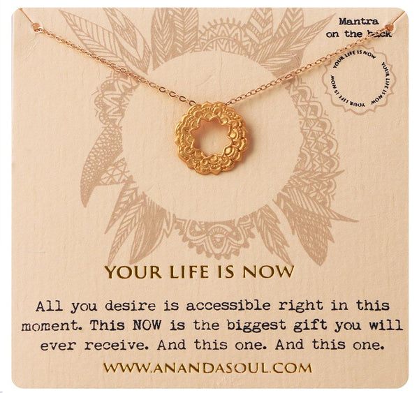 Your Life is Now necklace gold-plated brass